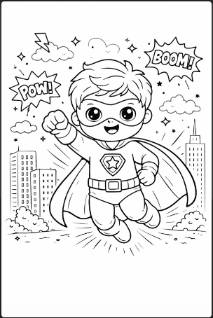 Cartoon Superhero Coloring Page