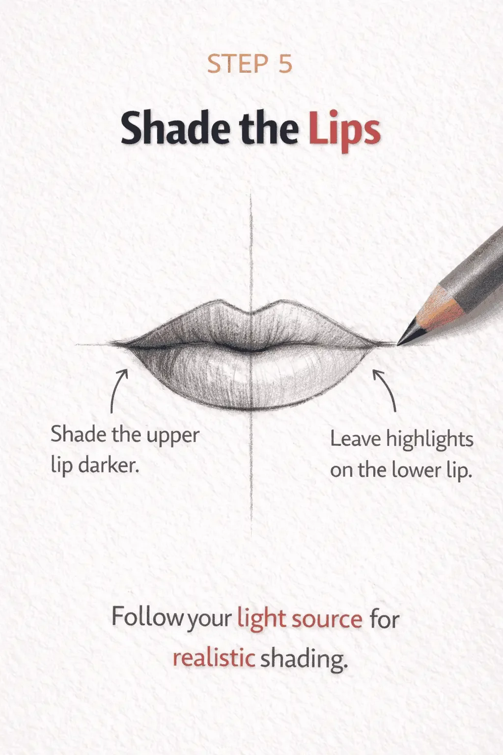 step 5 of drawing lips