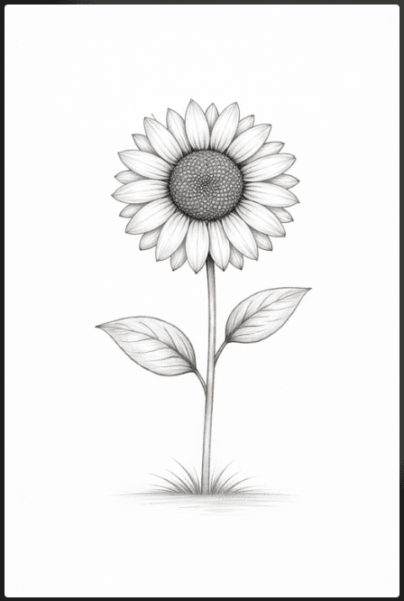 Cute Sunflower Drawing