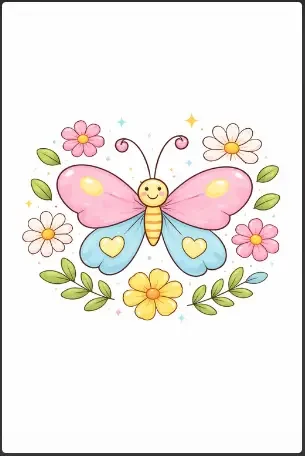 Butterfly with Flowers Drawing