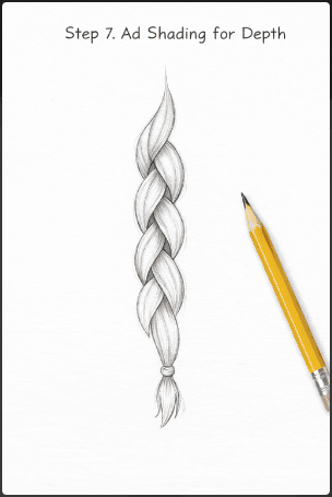 step seven of how to draw braids