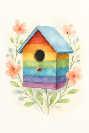 Rainbow Stripes Birdhouse