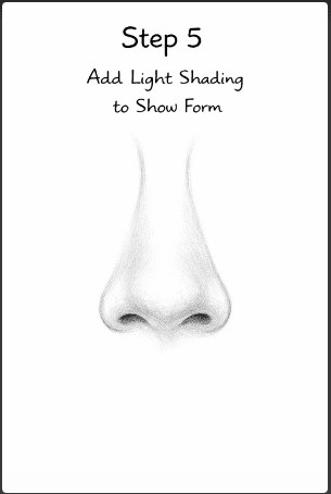 step five of how to draw a nose