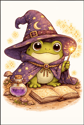 Frog in a Wizard Hat