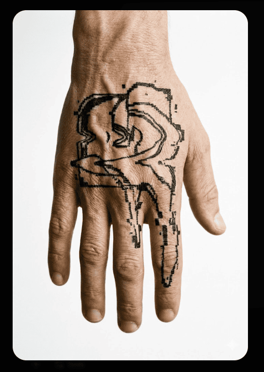 drawing a digital glitch on hand example