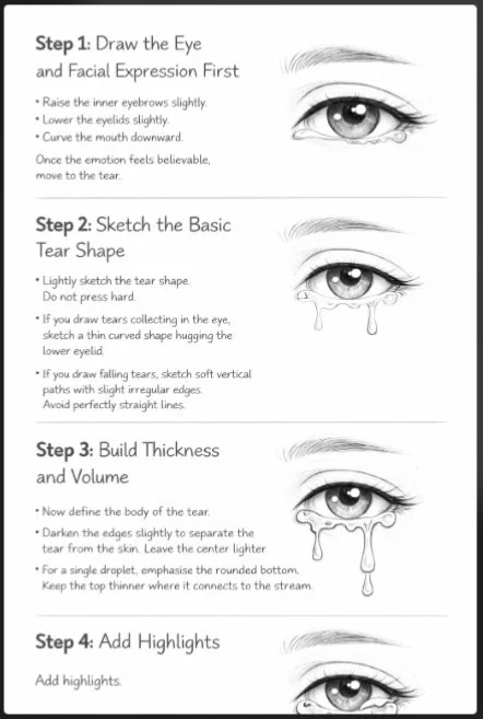 How to Draw Tears in The Eyes? Step By Step Tutorial