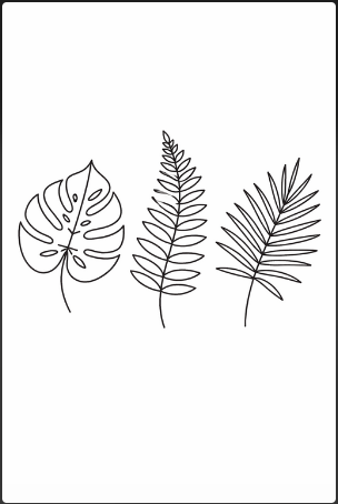 Botanical Leaf Line Art