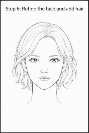 step 6 of how to draw a face