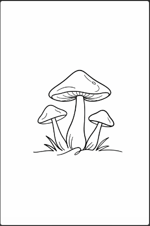 Line Art Mushroom Drawing