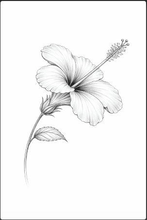 Side View Hibiscus Drawing
