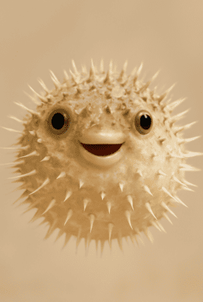 Smiling Pufferfish With Spiky Texture