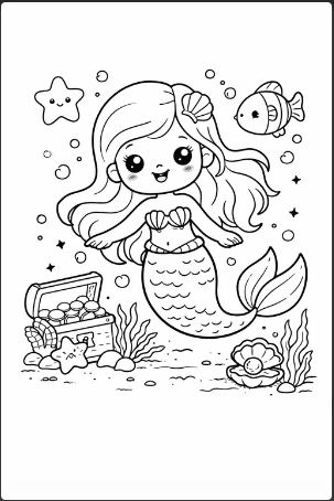 Cartoon Mermaid Coloring Page