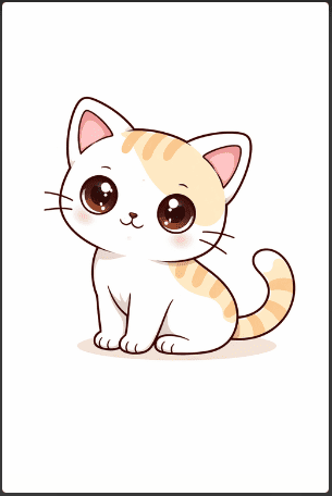 Drawing of a Cat with Big Eyes