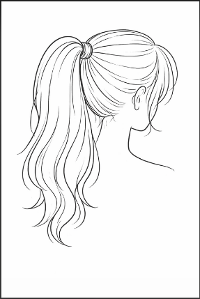 Easy Ponytail Hair Drawing Idea