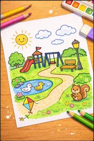 Draw a Park Scene