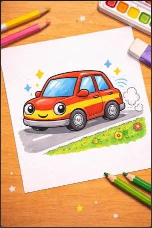 Drawing a Vehicle for Kids