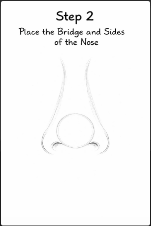 step two of how to draw a nose