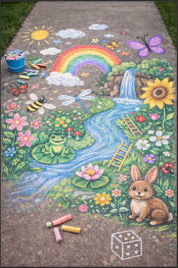 Nature-Inspired Murals Chalk Drawing