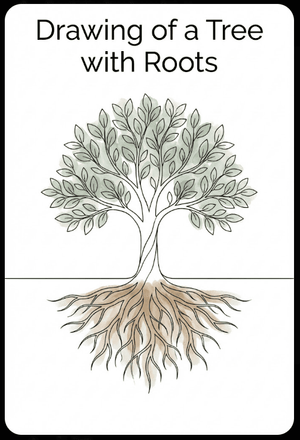Easy Drawing of a Tree with Roots for Beginners | Step By Step