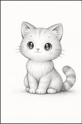 Cartoon Cat Sitting Upright