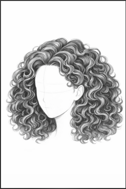 how to draw curly hair step by step