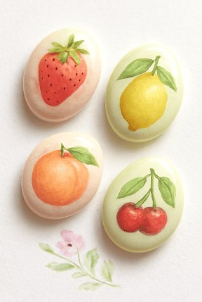 Rock Painting Idea with Fruit Designs