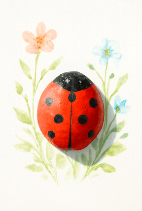 Ladybug Rock Painting Idea for Gardens