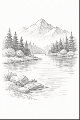 Simple Mountain Landscape Scene