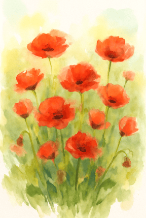 Field Of Poppies With Acrylic Paint