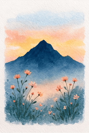 Mountain Silhouette Acrylic Painting On Canvas