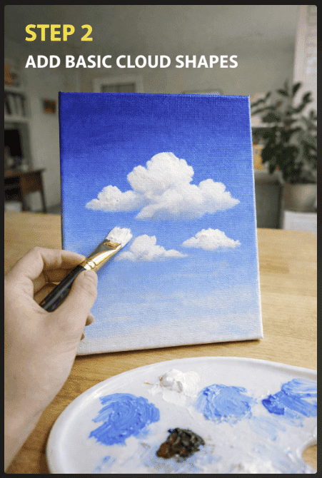 step two of how to paint clouds