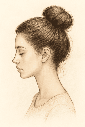 Easy High Bun Hair Drawing Idea