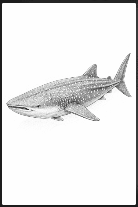 Simple Side View Whale Shark Drawing