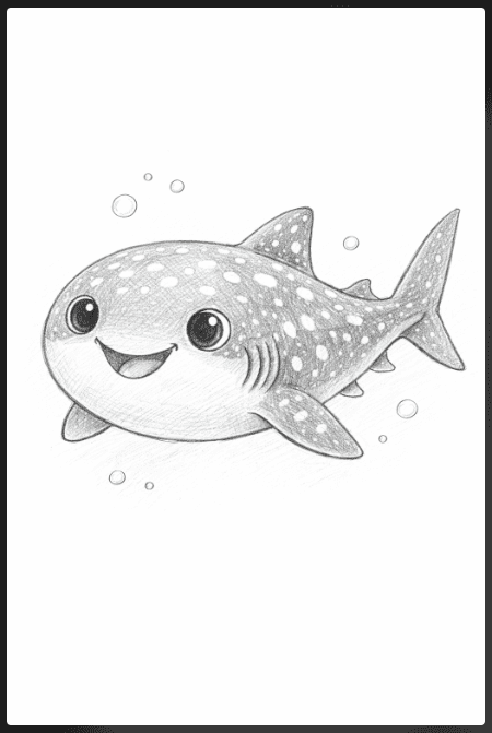 Cute Cartoon Whale Shark Drawing