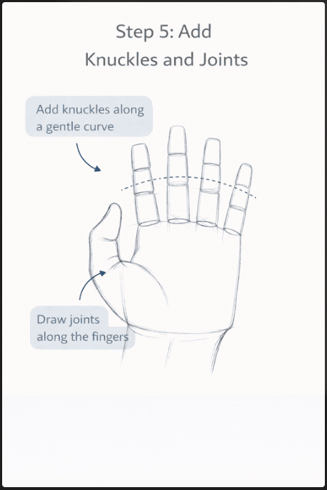 step five of how to draw hands step by step