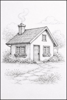 Simple House With A Slanted Roof