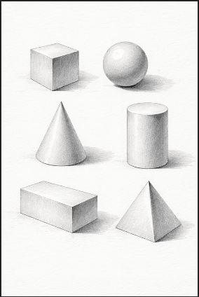 Basic Geometric Shapes On Plain Paper