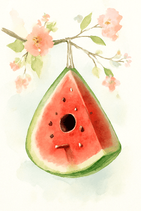 Watermelon Slice Birdhouse With glossy finish
