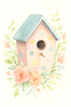Pastel Polka Dot Birdhouse