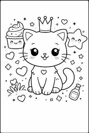 Kawaii Cartoon Coloring Page