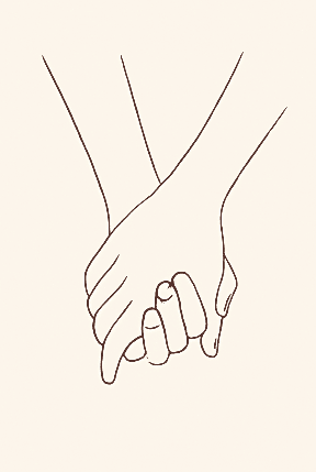 Minimalist Line Art of Holding Hands