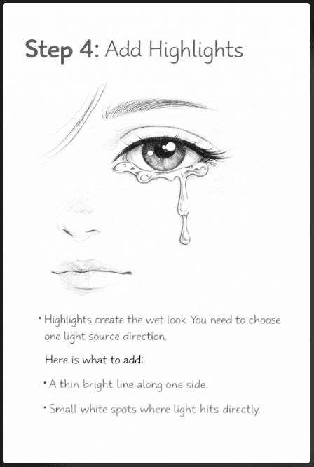 step 4 of how to draw tears in eyes