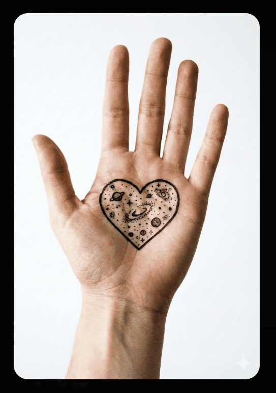 heart hand drawing example