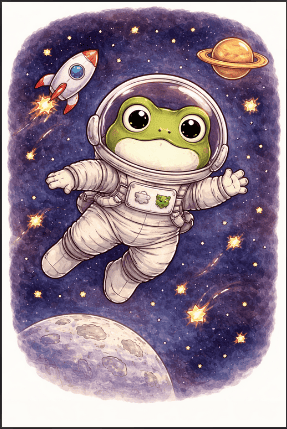 Frog Astronaut in Space