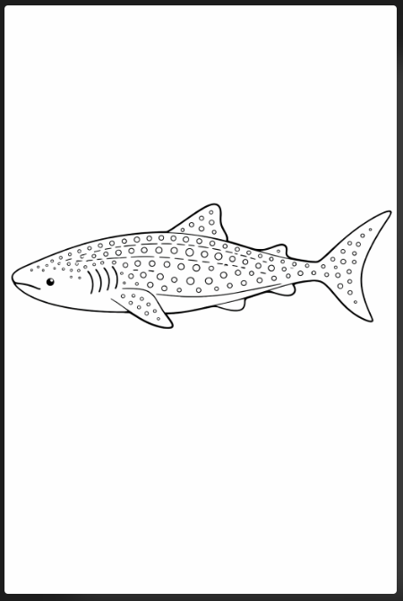 Easy Whale Shark Line Art Drawing
