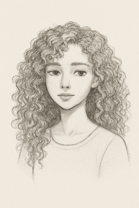 Easy Curly Hair Drawing Idea