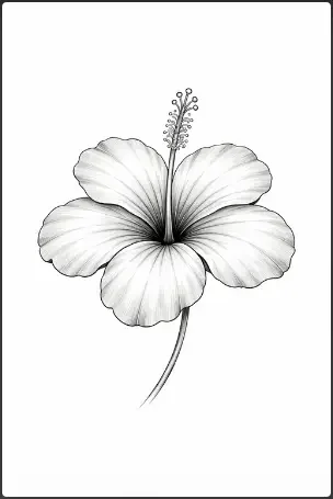 Realistic Hibiscus Flower Drawing