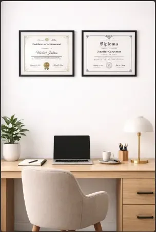 Framed Certificates or Achievements