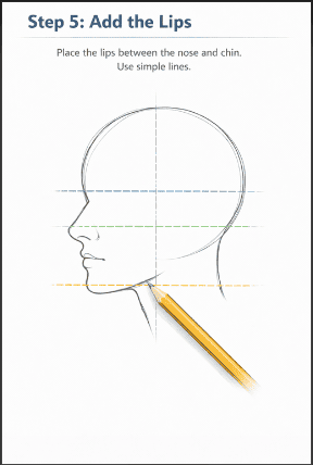 step five of how to draw a side profile