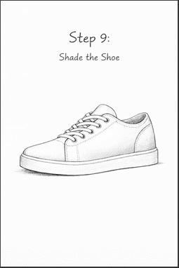 step nine of drawing shoes